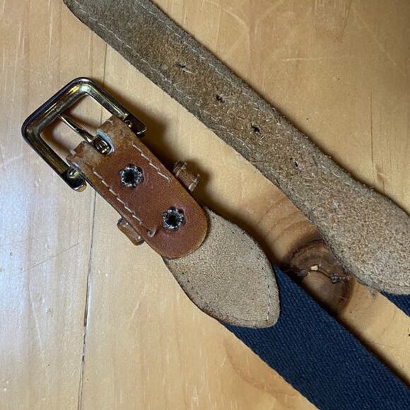 Leather Canvas Belt Blue - Picture 3 of 5